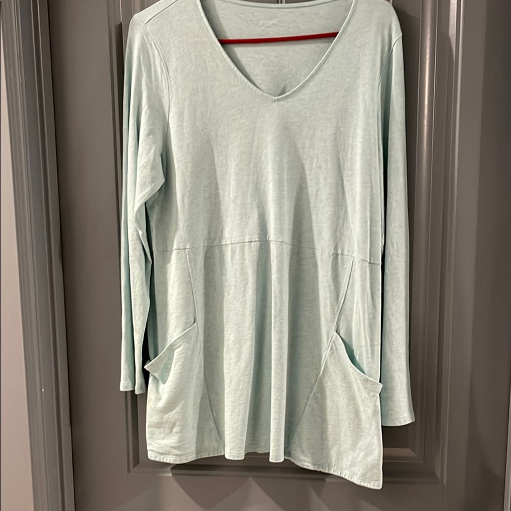 Purejill Green Long Sleeve Relaxed Tunic